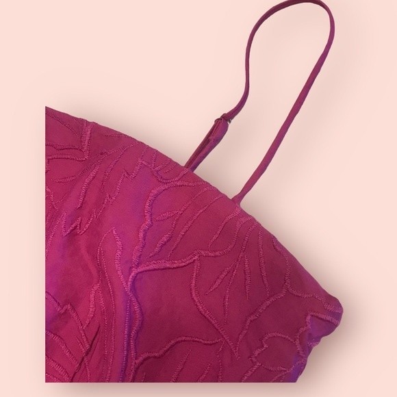 H & M  Mini Dress T-Straps Fushia Fitted Zipper Cut Out/Layered Lined Size S NWT - Picture 5 of 10